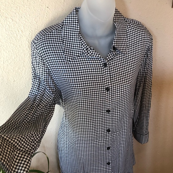 maternity black and white checked shirt NWT Flutter & Kick  medium - Picture 2 of 11